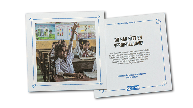 Symbolsk gavekort på skolemateriell