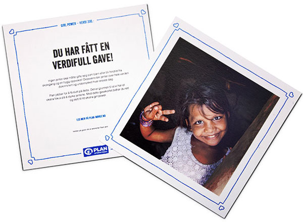 Gavekort med bilde av blid jente