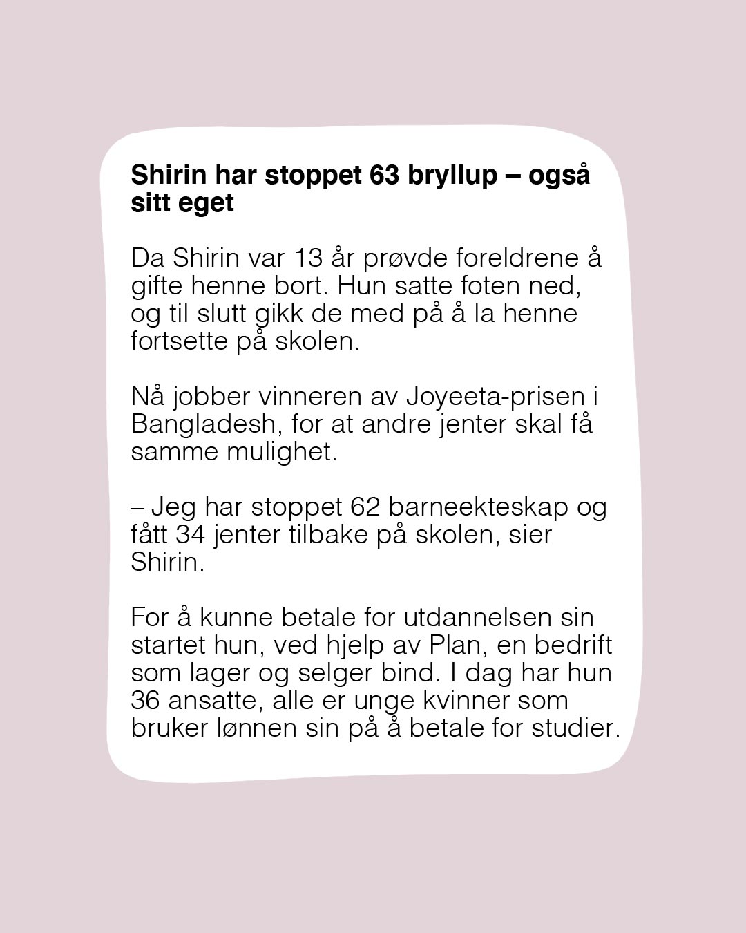 Tekst, Shirin, barneekteskap