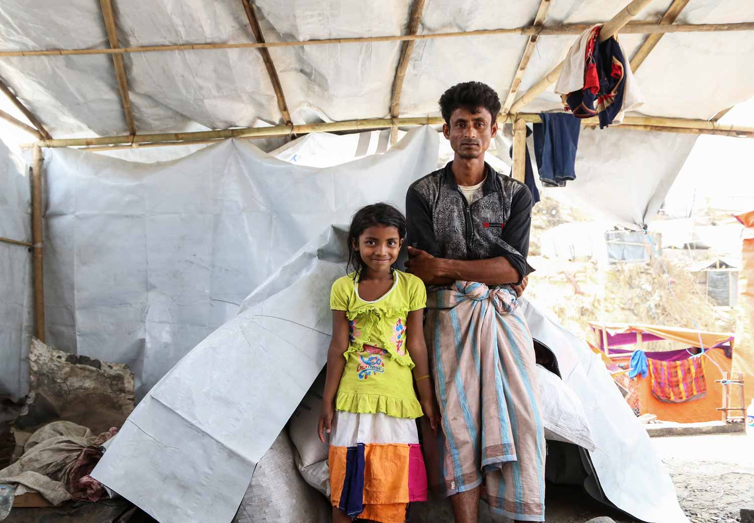 Familie i flyktningleiren i Cox’s Bazar i Banglades.