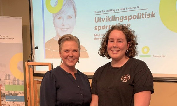 URO og Anne Beathe Tvinnerheim på utviklingspolitisk spørretime.