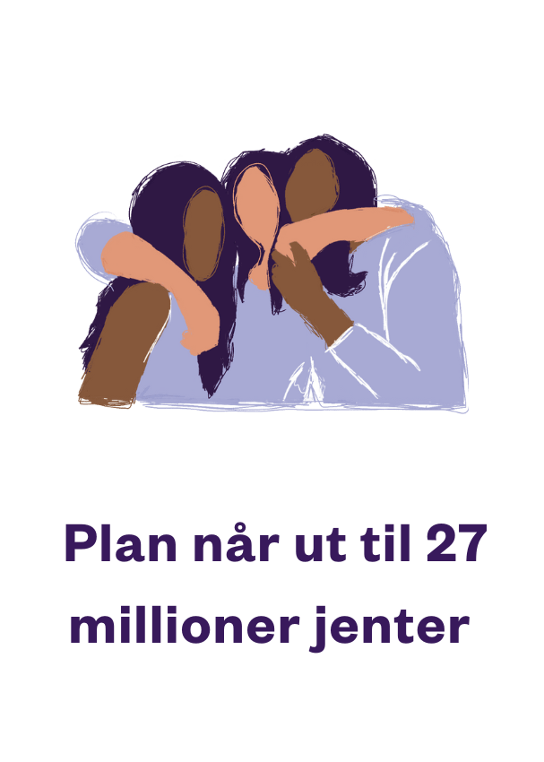 Illustrasjon av jenter som holder rundt hverandre.