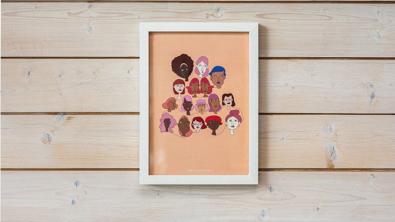 Gave med mening: Plakat med motivet "Kvinns". A3. Innrammet. Foto.