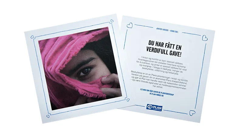 Symbolsk gavekort med bilde av øyet til ei jente