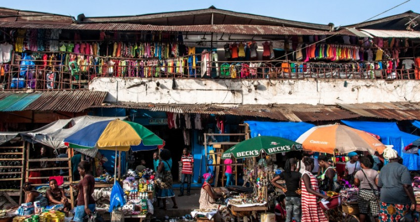 Boder på et marked i Monrovia