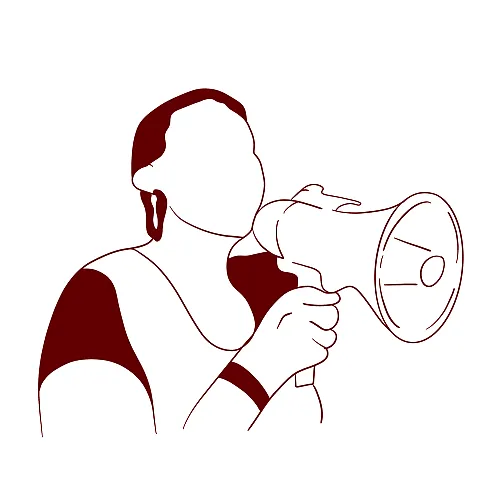 Kvinne roper i megafon