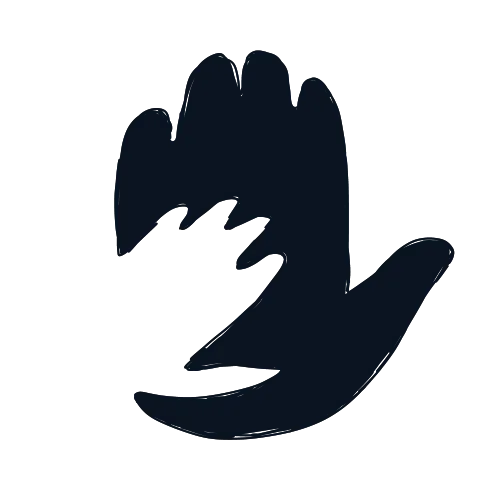 En svart illustrasjon av to hender som holder over hverandre