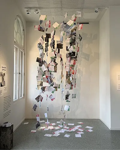 Foto av utstillingen fra pop-up studio på Nobels Fredssenter