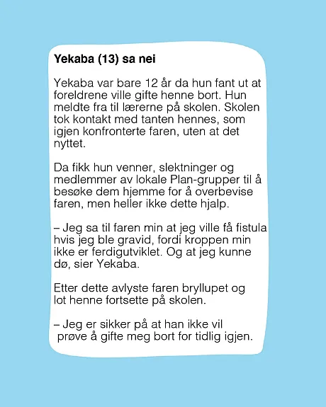 Yekaba, tekst, barneekteskap