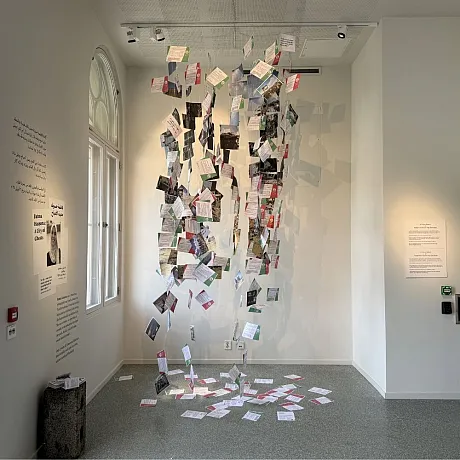 Foto av utstillingen fra pop-up studio på Nobels Fredssenter