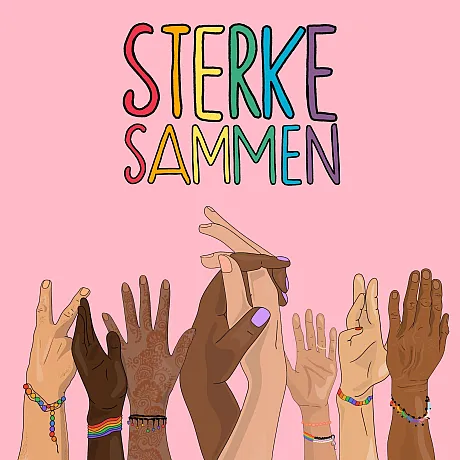 Sterkere sammen, hender som viser mangfold og inkludering