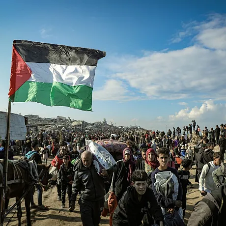 Palestinere på flukt i Gaza.
