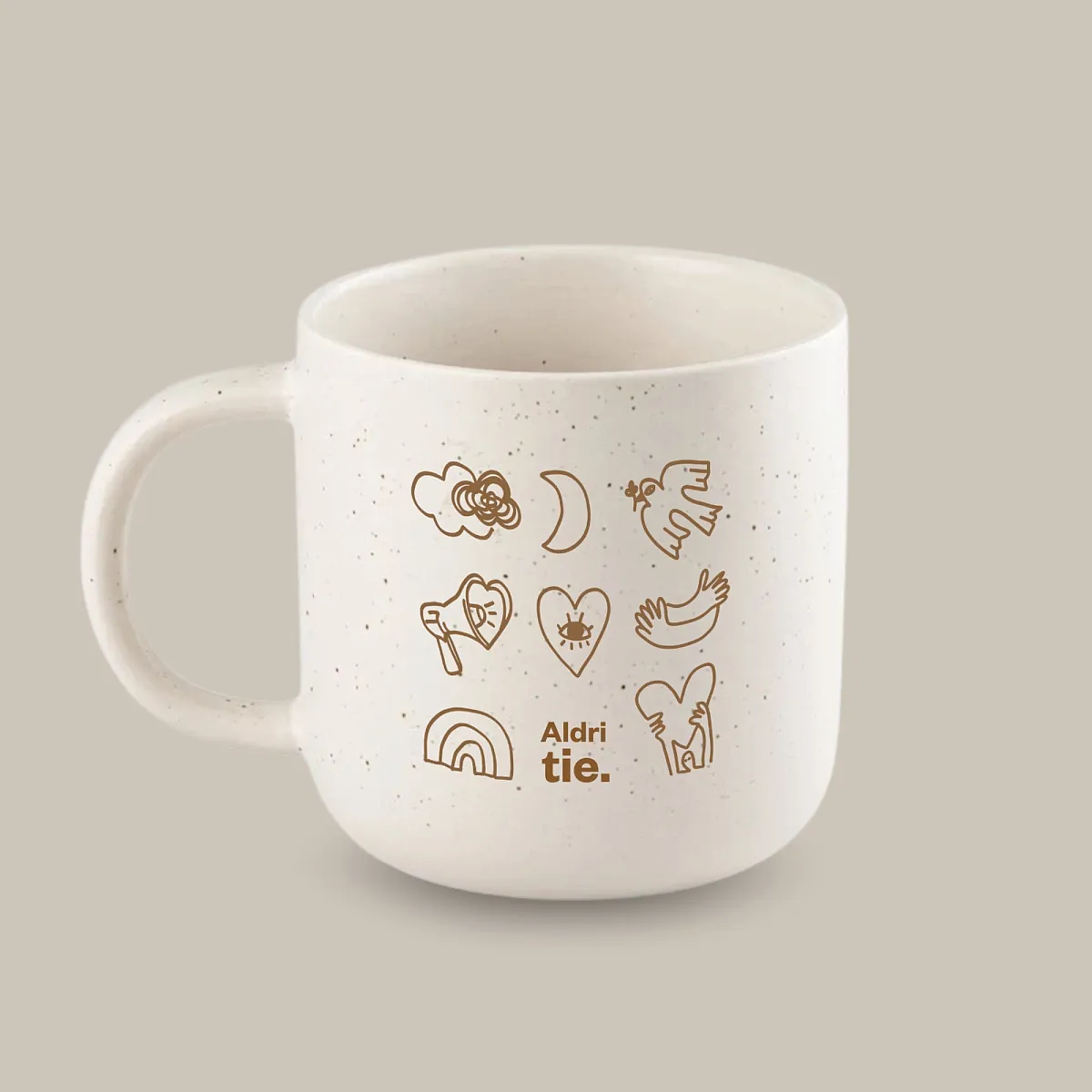 Gaver med mening: Kopp Aldri tie. Farget bakgrunn.