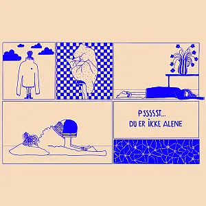 Gave med mening: Handlenett "Du er ikke alene".  Illustrasjon.