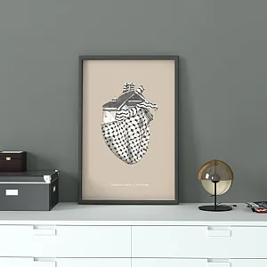 Gaver med mening: Plakat Palestina i hjertet i ramme. Miljø.