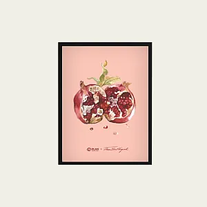 Gaver med mening: Plakat, Thea x granateple, rosa. Foto.