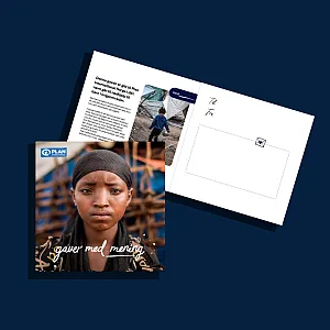 Gaver med mening: Gavekort. Hjelp barn rammet av sult. Foto.